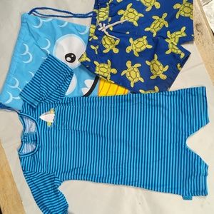 UV Skinz (cancer foundation) Rashguard Swimsuit and Swim Trunks 2-3T worn once
